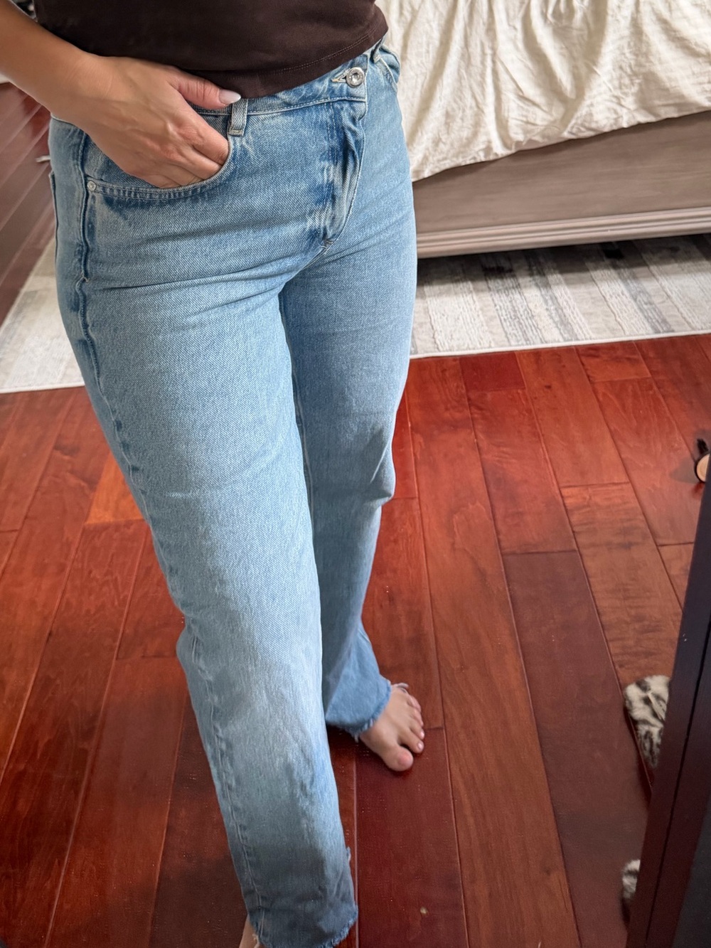 Zara Light Blue Straight Leg Jeans